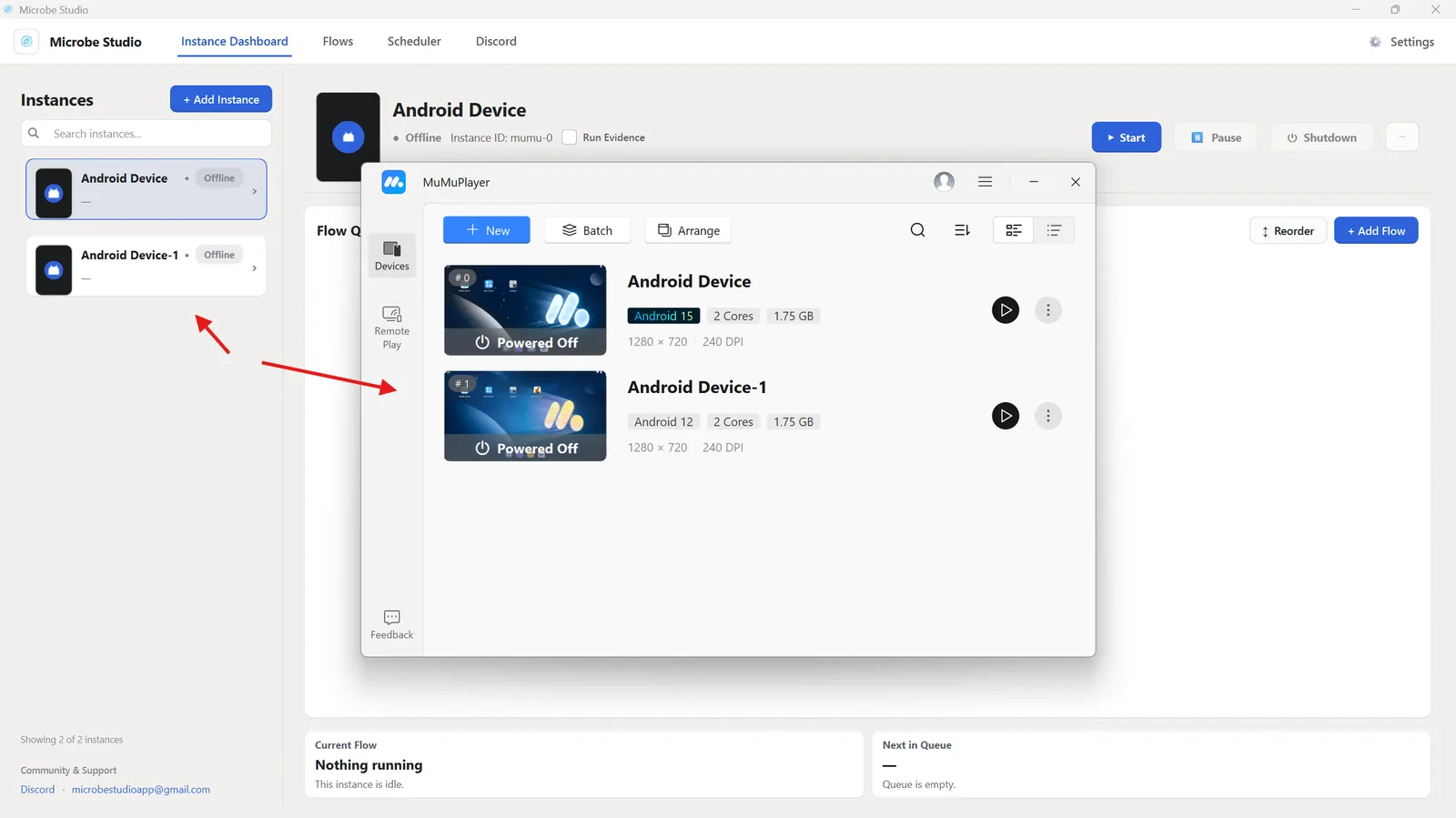 Instance visible in Microbe Studio