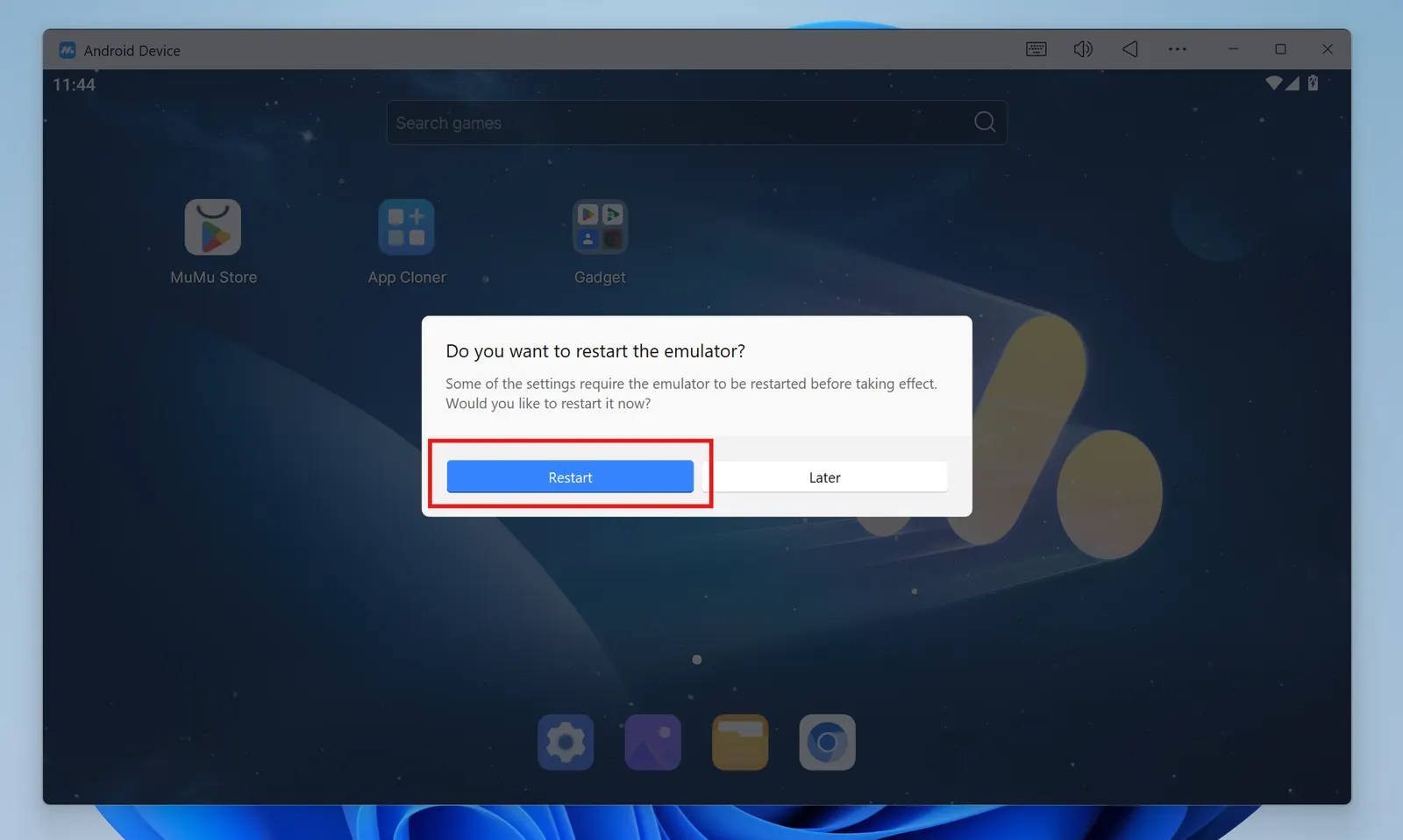 Restart giả lập